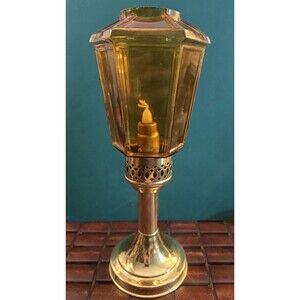 Lamp Post Style Altar Candle Brass Amber Glass Globe Mason Candlelight Co.